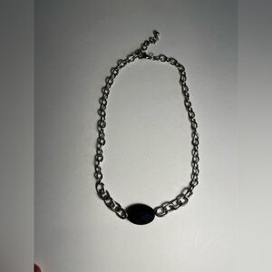 Handmade Silver Chain Necklace with Lapis Lazuli Stone